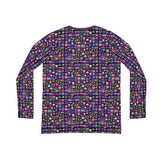 Digital Nostalgia Remix Modern Vintage Fusion Women's Long Sleeve V-Neck Shirt - 8404 Design-49