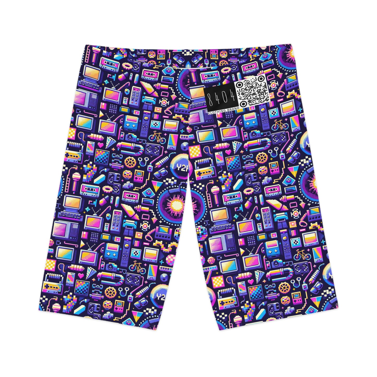Digital Nostalgia Modern Retro Fusion Women's Bike Shorts - 8404 Design-64