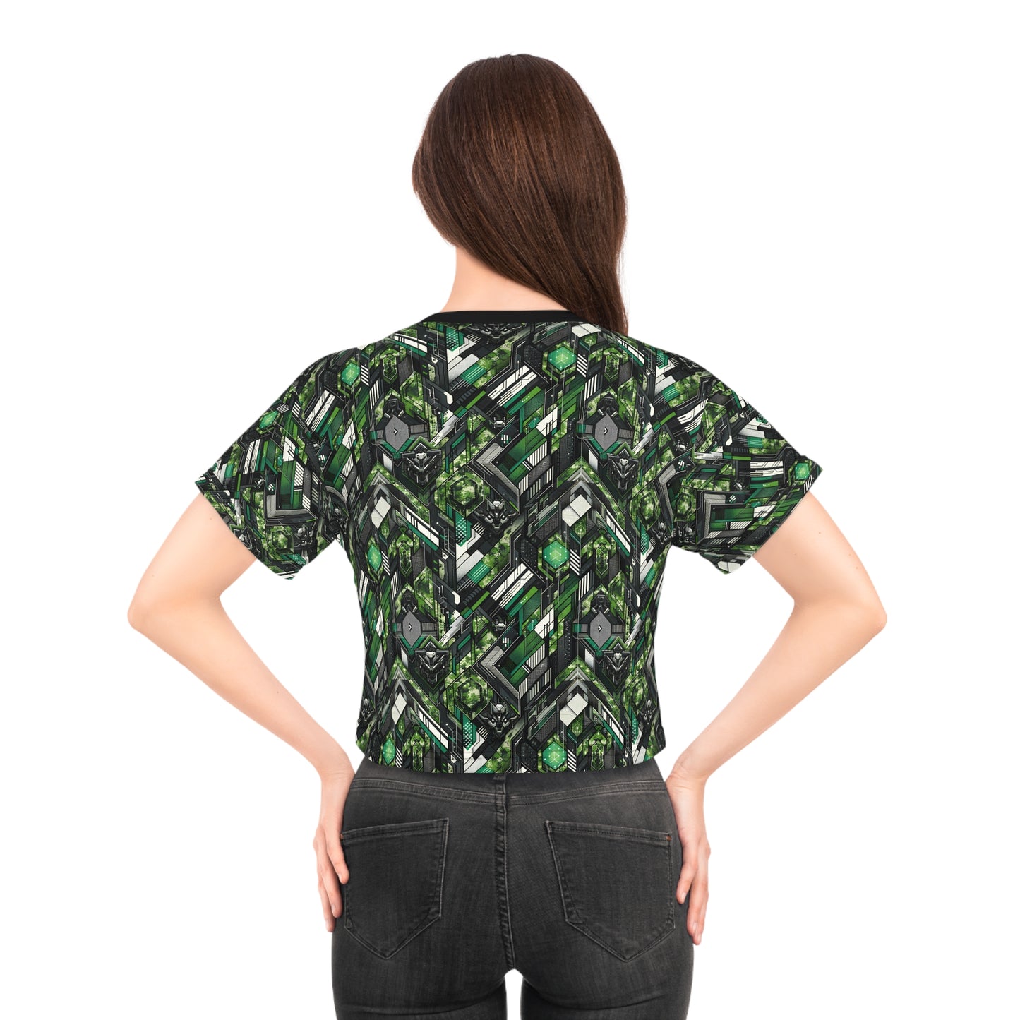 Tech Camo Fusion Tech-Forward Streetwear With a Futuristic Edge Crop Tee - 8404 Design-58