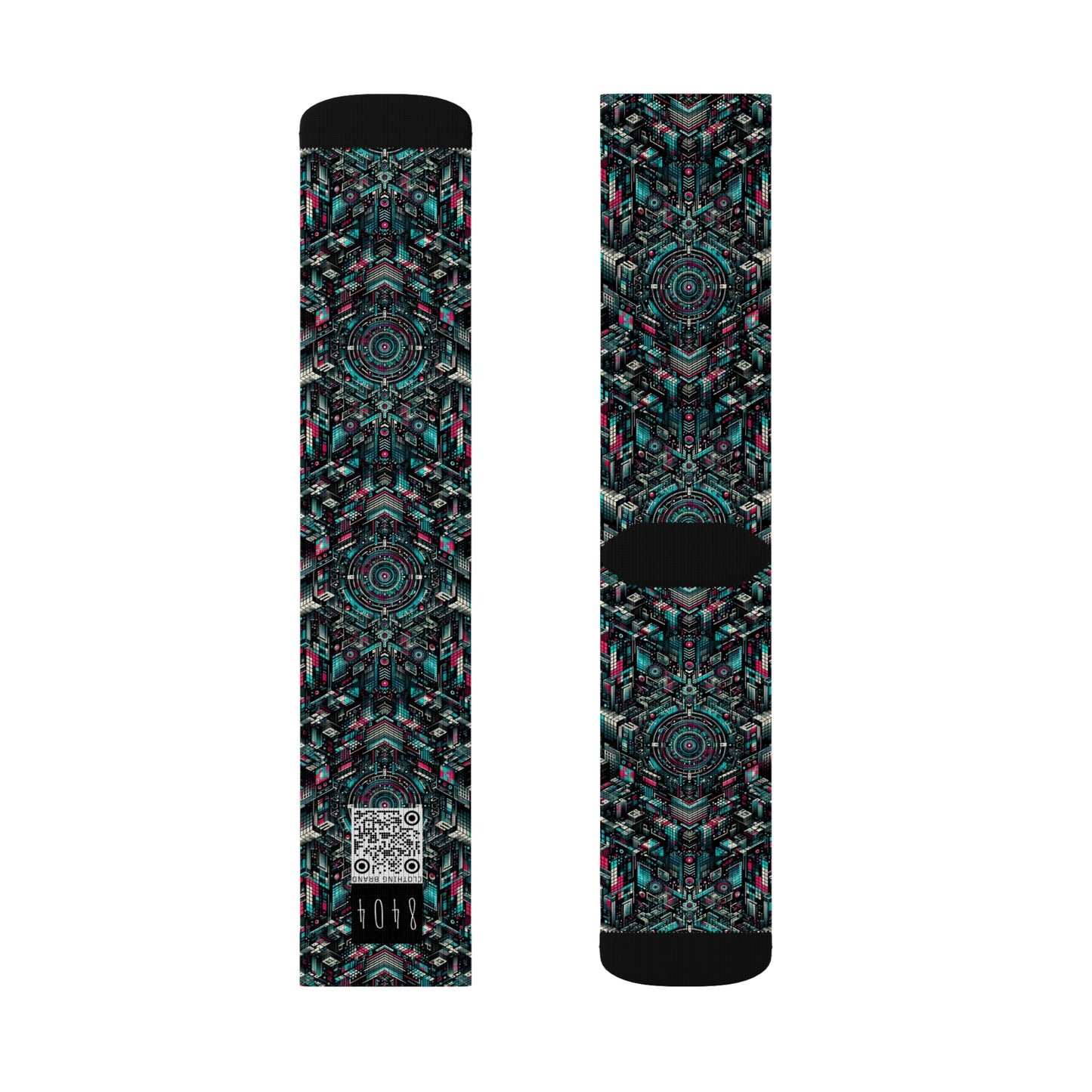 Digital Rebellion Tech-Inspired Streetwear Sublimation Socks - 8404 Design-54