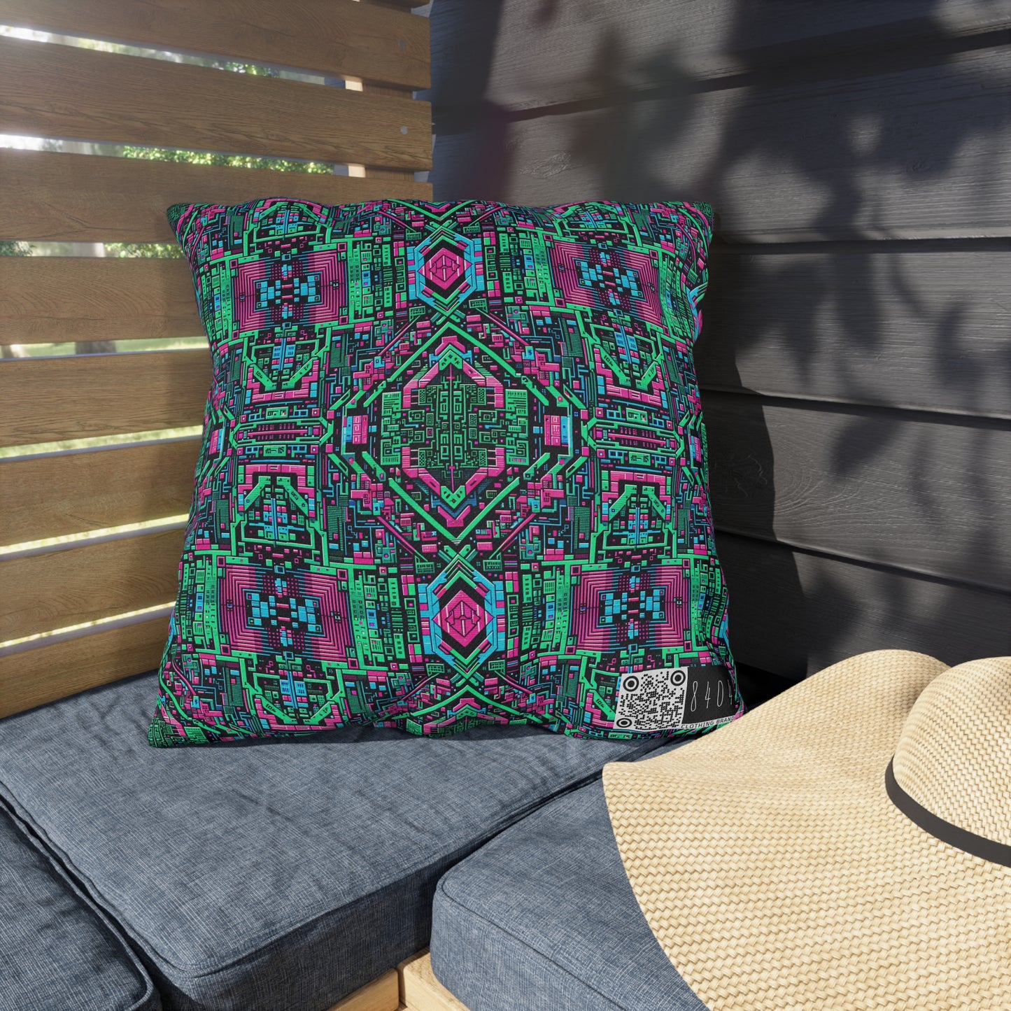 Digital Glitch Vibes Tech-Inspired Streetwear Outdoor Pillow - 8404 Design-71