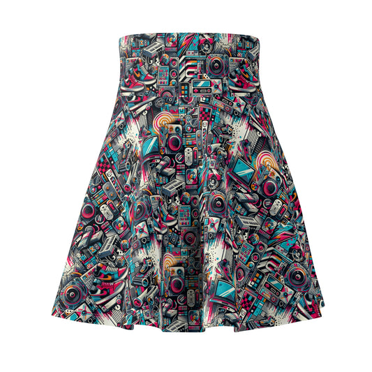 Urban Graffiti Fusion Eclectic Street Art Meets Modern Tech Culture Women's Skater Skirt - 8404 Design-50