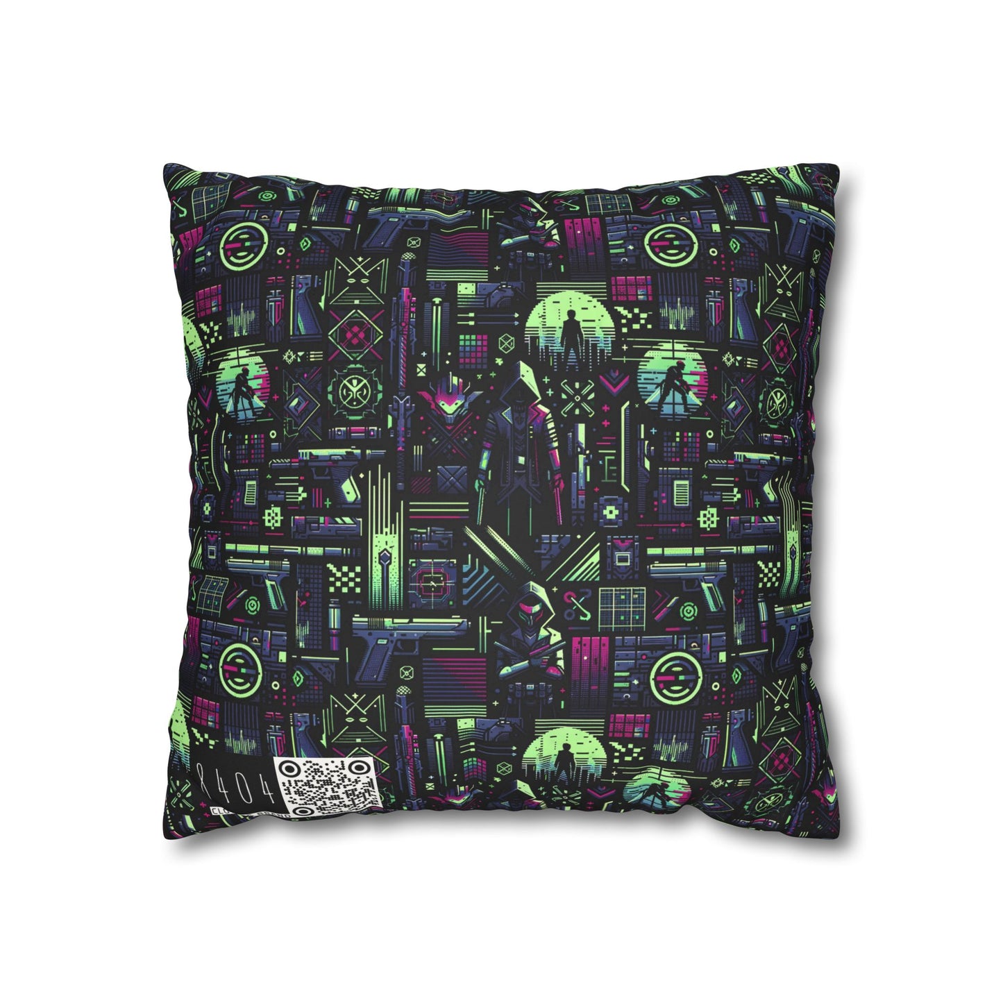 Tech Noir Futuristic Cyberpunk Faux Suede Square Pillowcase - 8404 Design-63