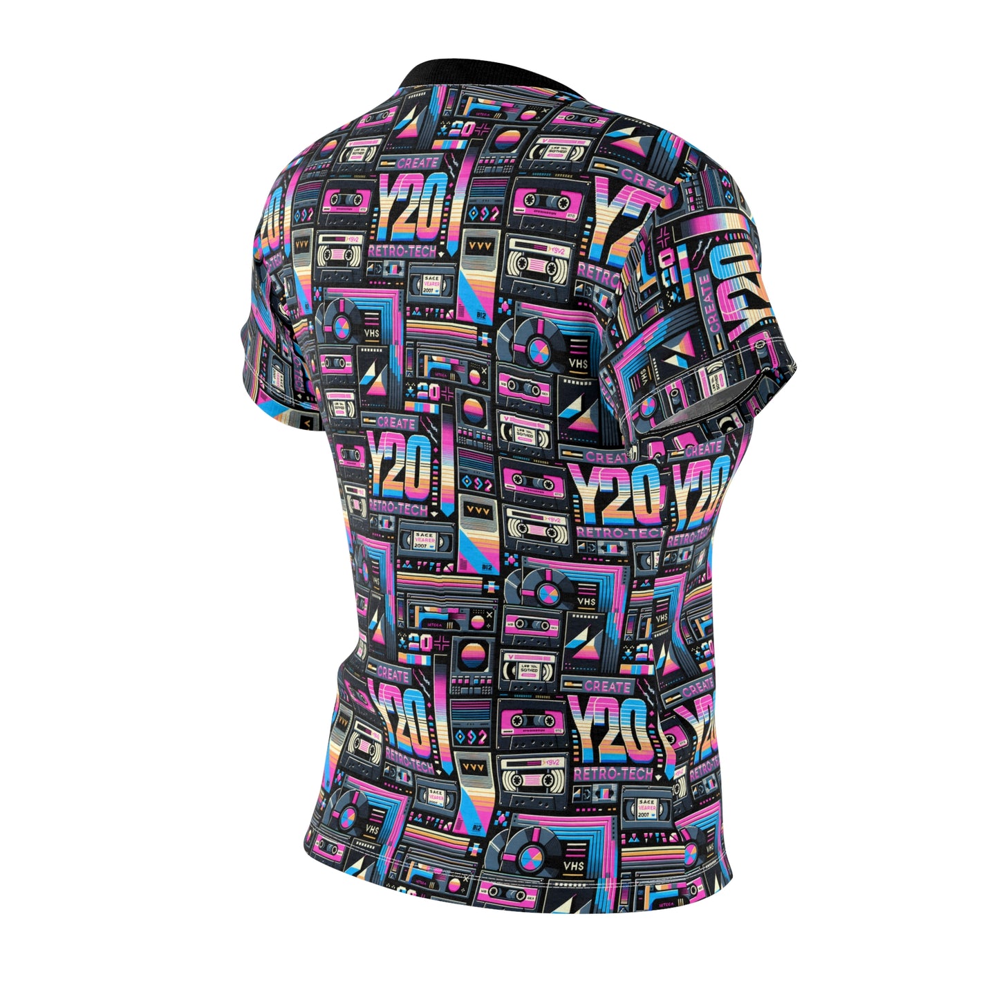 Digital Nostalgia Tech-Inspired Retro Fusion Women's Cut & Sew Tee - 8404 Design-65