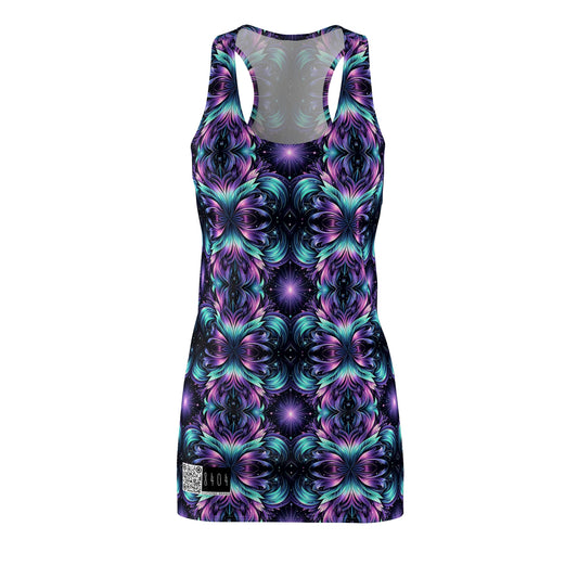 Iridescent Dream Futuristic Tech Women's Cut & Sew Racerback Dress - 8404 Design-60