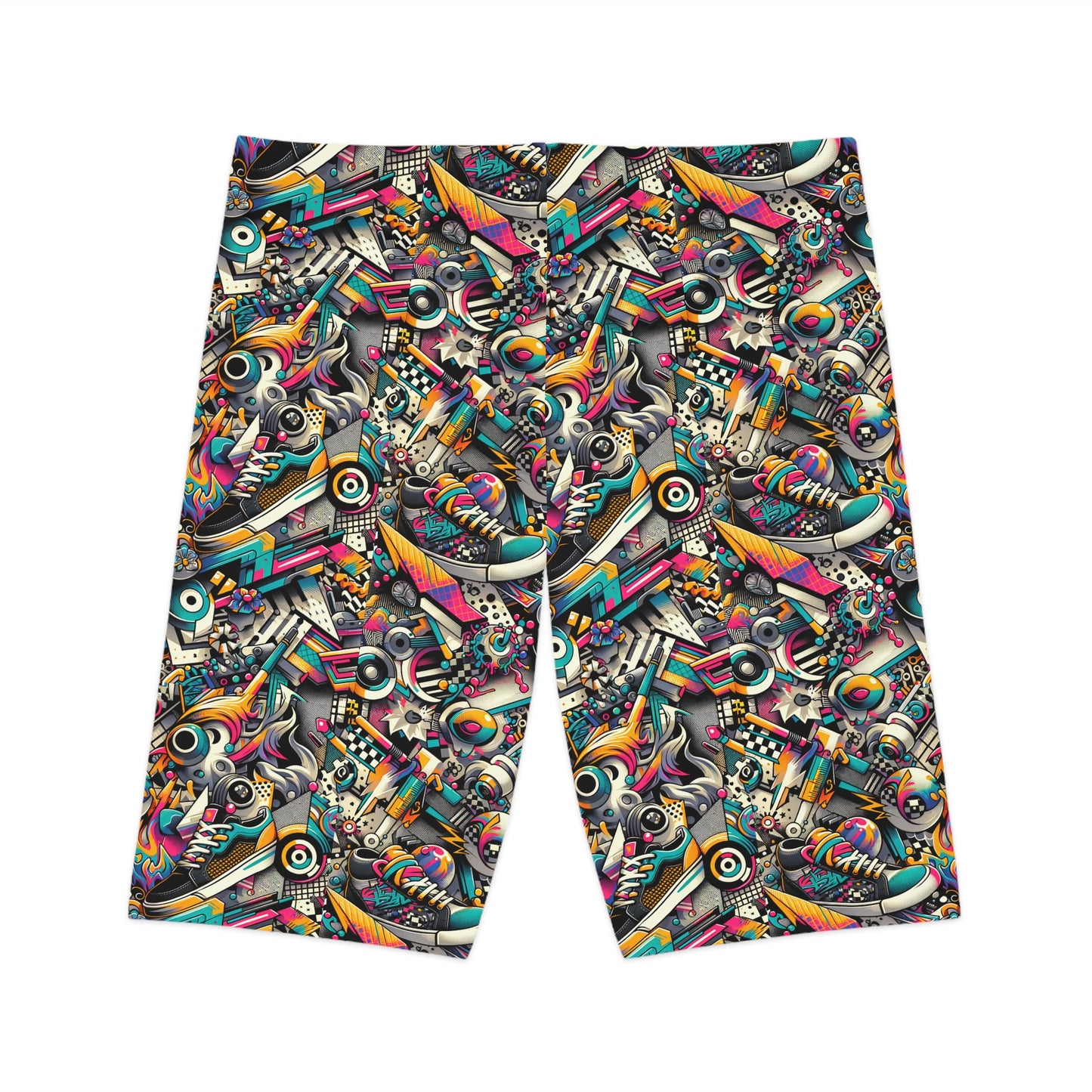 Urban Graffiti Fusion Eclectic Street Art Meets Modern Tech Culture Women's Bike Shorts - 8404 Design-55