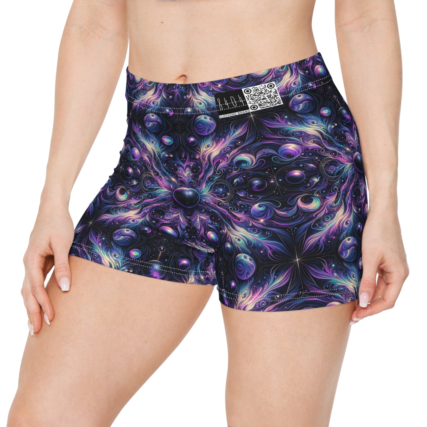 Galactic Hues Tech-Forward Cosmic Fusion Women's Shorts - 8404 Design-41