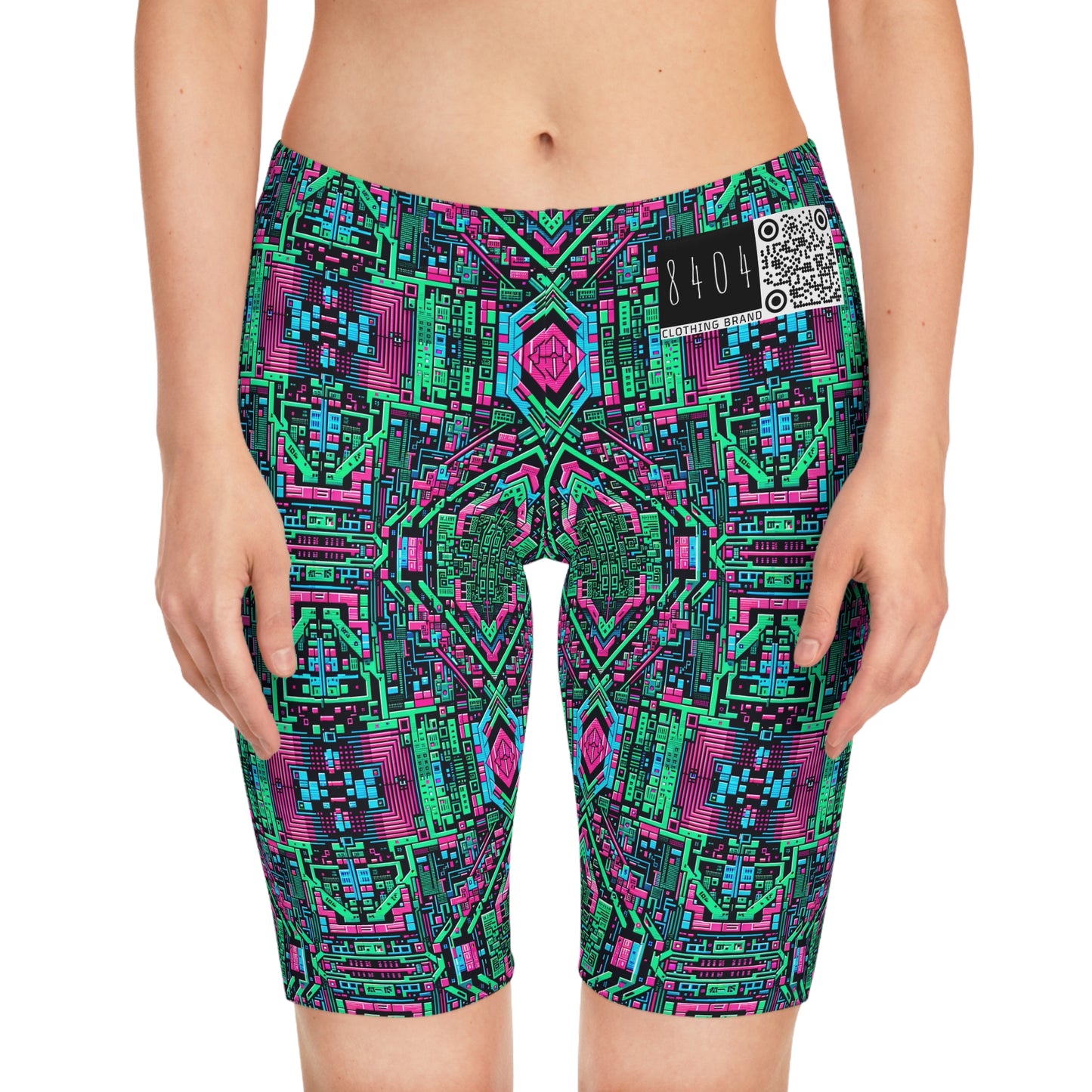 Digital Glitch Vibes Tech-Inspired Streetwear Women's Bike Shorts - 8404 Design-71
