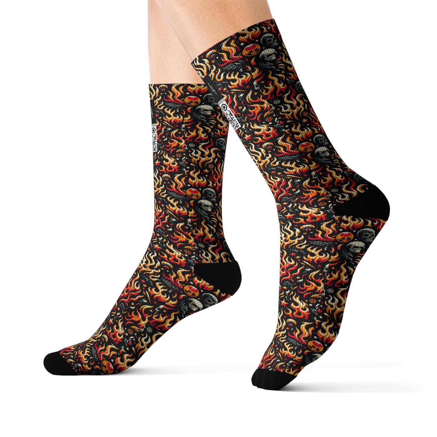 Flame Graphics Maximalist Streetwear Sublimation Socks - 8404 Design-76