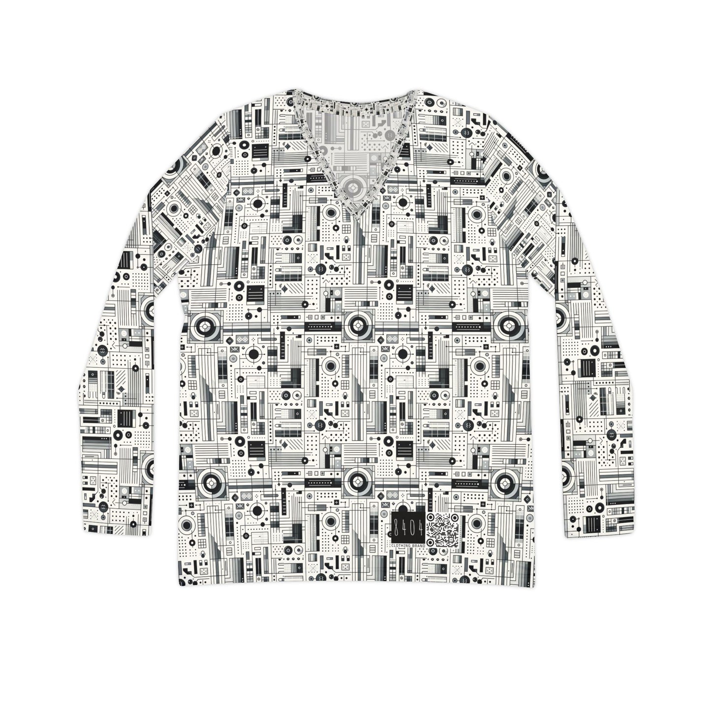 Digital Minimalism Minimalist Tech Women's Long Sleeve V-Neck Shirt - 8404 Design-53