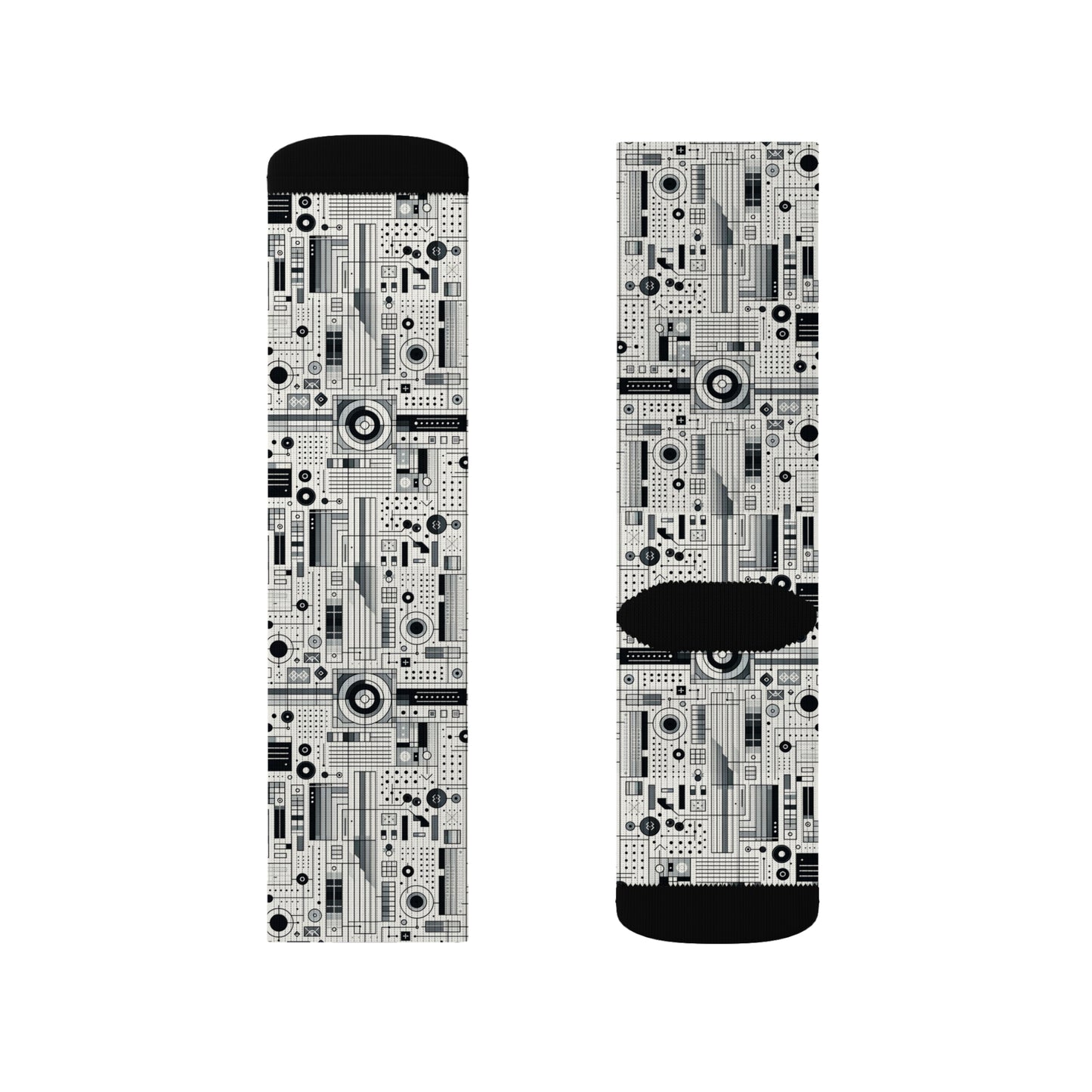 Digital Minimalism Minimalist Tech Sublimation Socks - 8404 Design-53