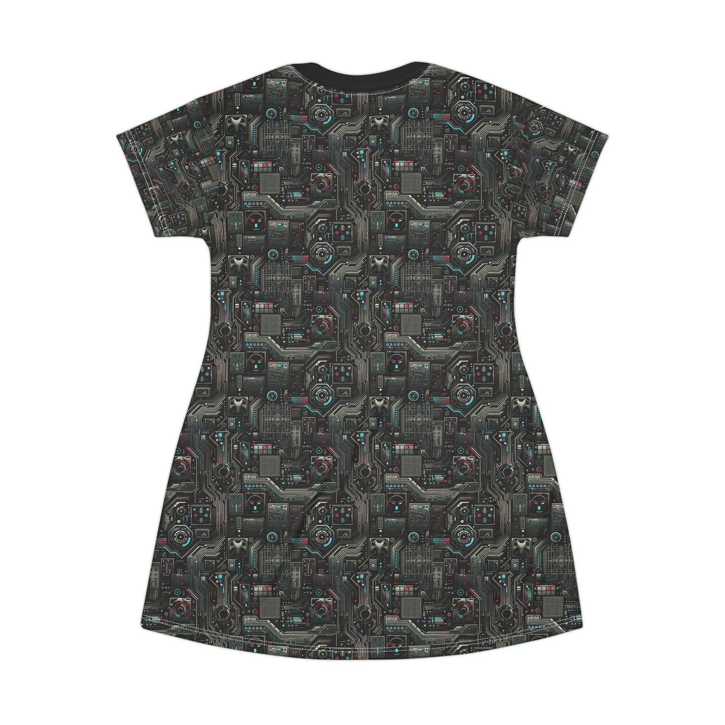 Tech Noir Aesthetics Sleek Tech Streetwear T-Shirt Dress - 8404 Design-52