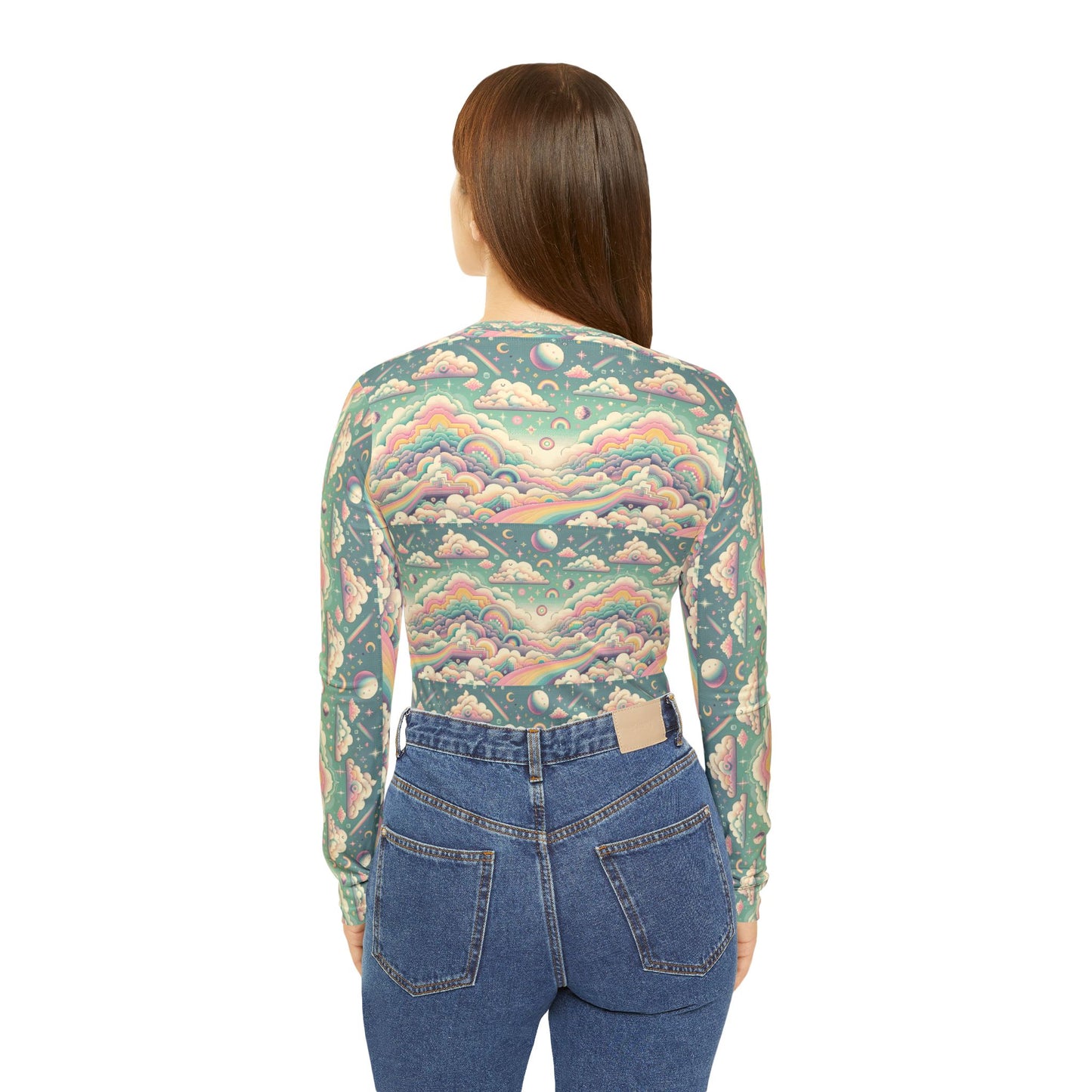 Digital Dreamland Whimsical and Nostalgic Streetwear With a Digital Twist Women's Long Sleeve V-Neck Shirt - 8404 Design-65