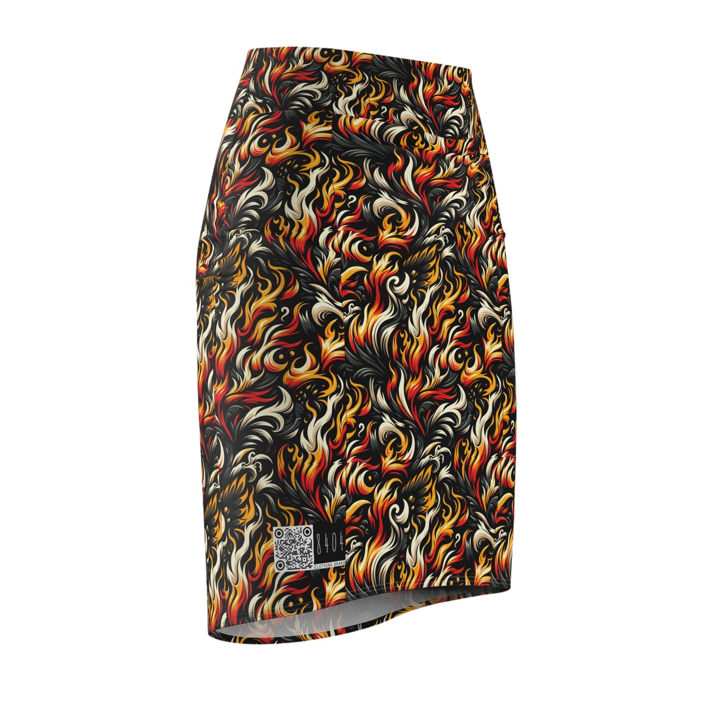 Fire & Flames Bold Streetwear Statement Women's Pencil Skirt - 8404 Design-55