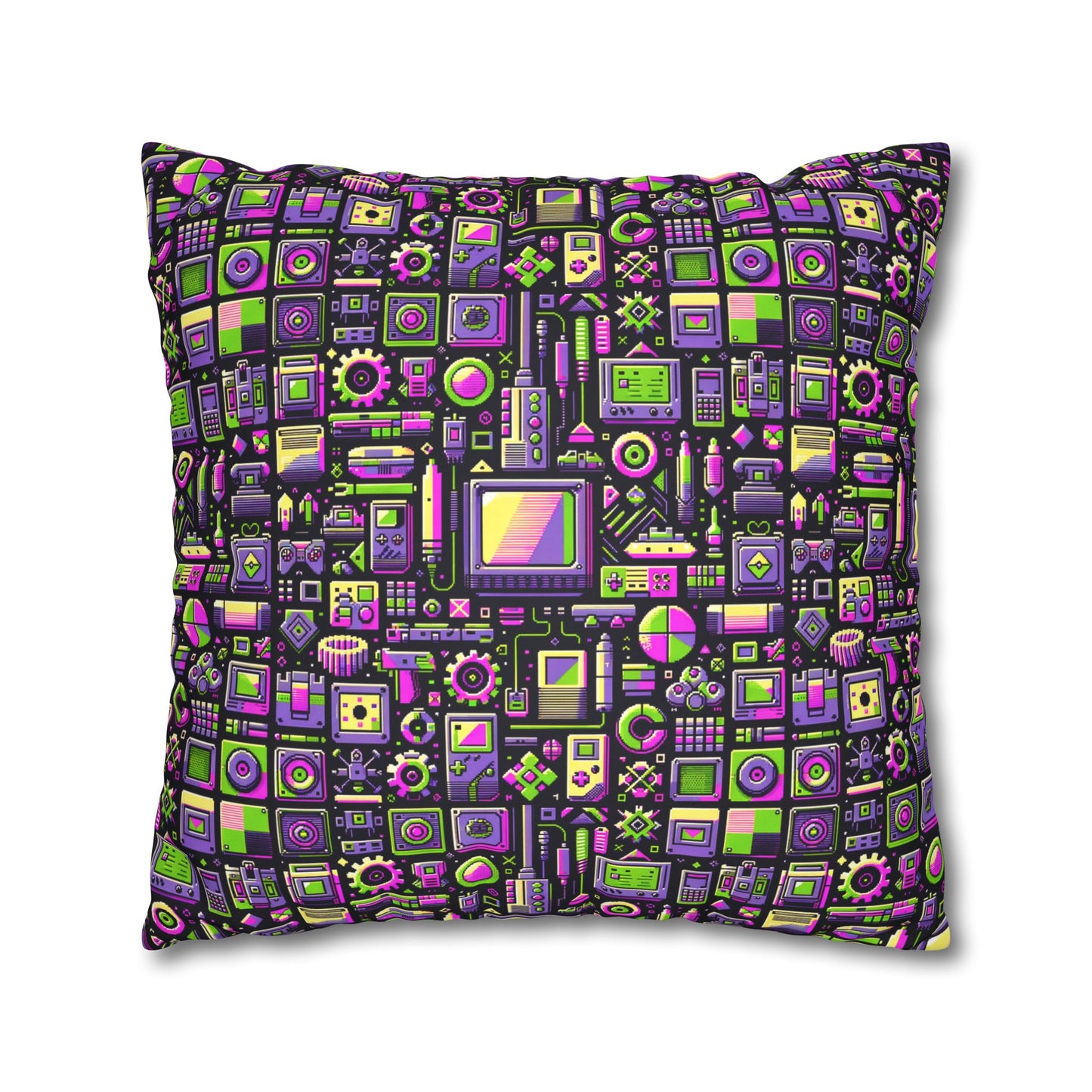 Digital Nostalgia Remix Modern Vintage Fusion Faux Suede Square Pillowcase - 8404 Design-67
