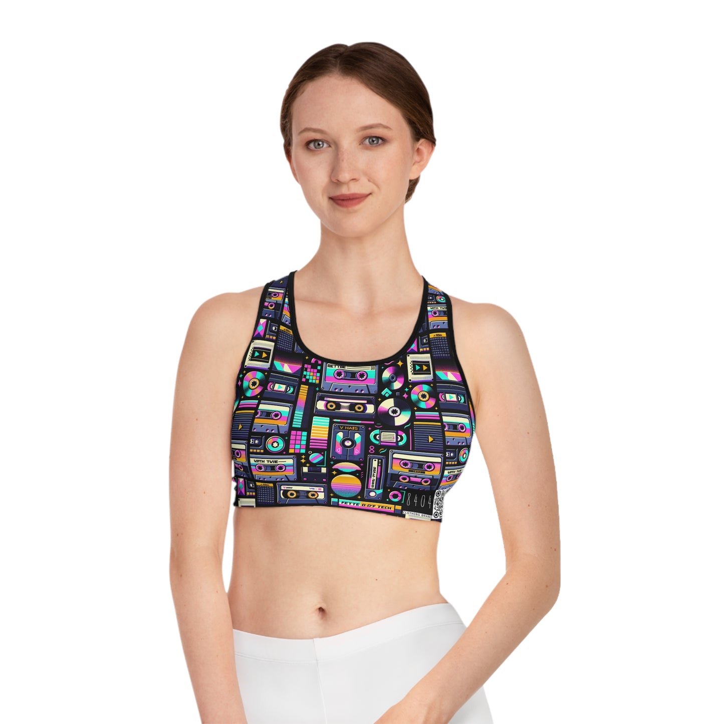 Digital Nostalgia Tech-Inspired Retro Fusion Sports Bra - 8404 Design-48