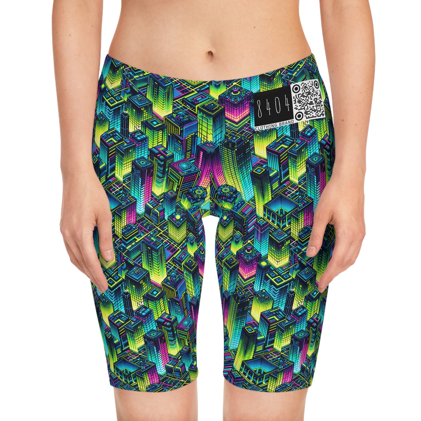 Tech-Infused Neon Tech-Forward Streetwear Women's Bike Shorts - 8404 Design-65