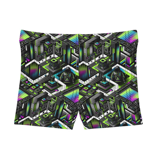 Retro Futurism Graphics Tech-Forward Streetwear Women's Shorts - 8404 Design-52