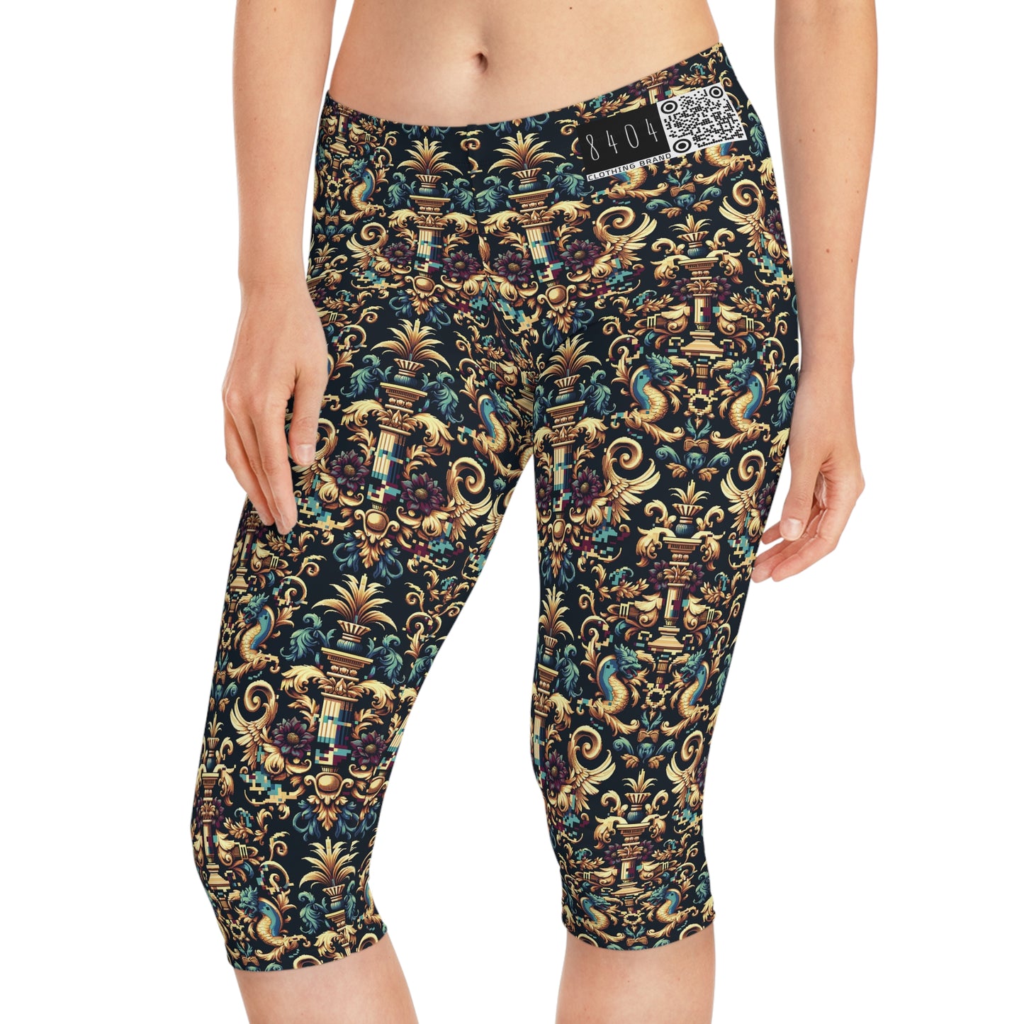 Digital Renaissance Modern Baroque Fusion Women's Capri Leggings - 8404 Design-57