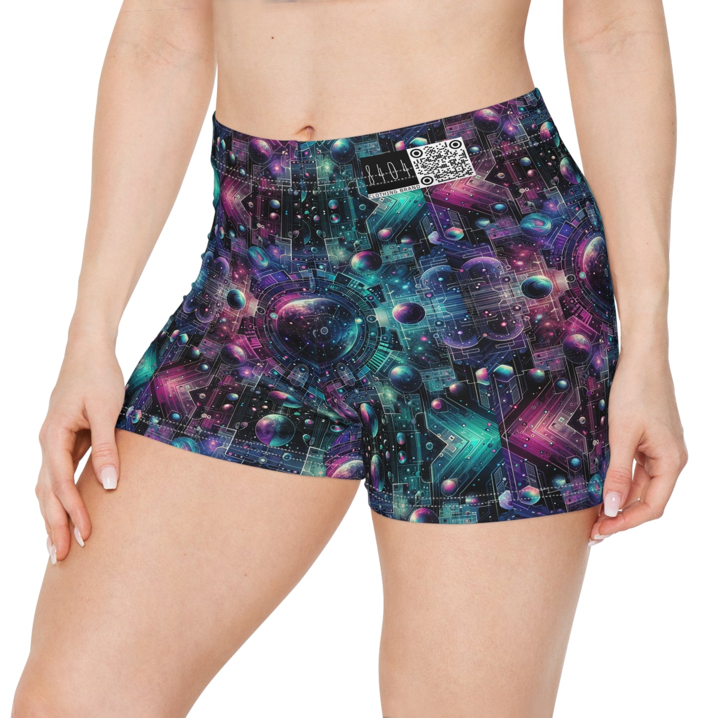 Galactic Hues Tech-Forward Cosmic Fusion Women's Shorts - 8404 Design-59