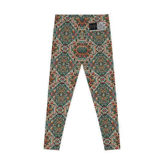 Cultural Fusion Tech Blend of Cultural Heritage With Tech-Inspired Elements Stretch Leggings - 8404 Design-74