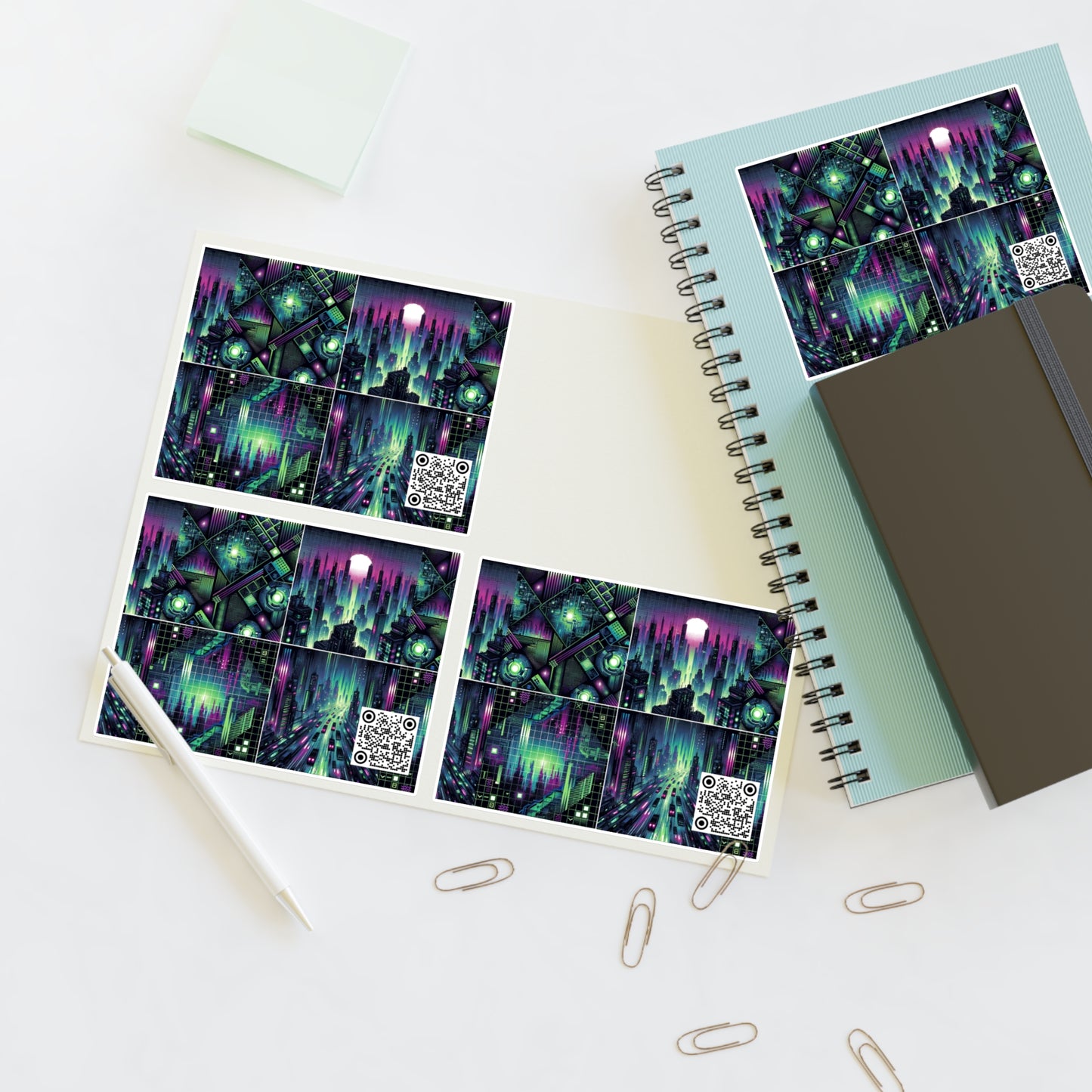 Tech Noir Aesthetics Tech-Forward Urban Dystopia Sticker Sheets - 8404 Design-54