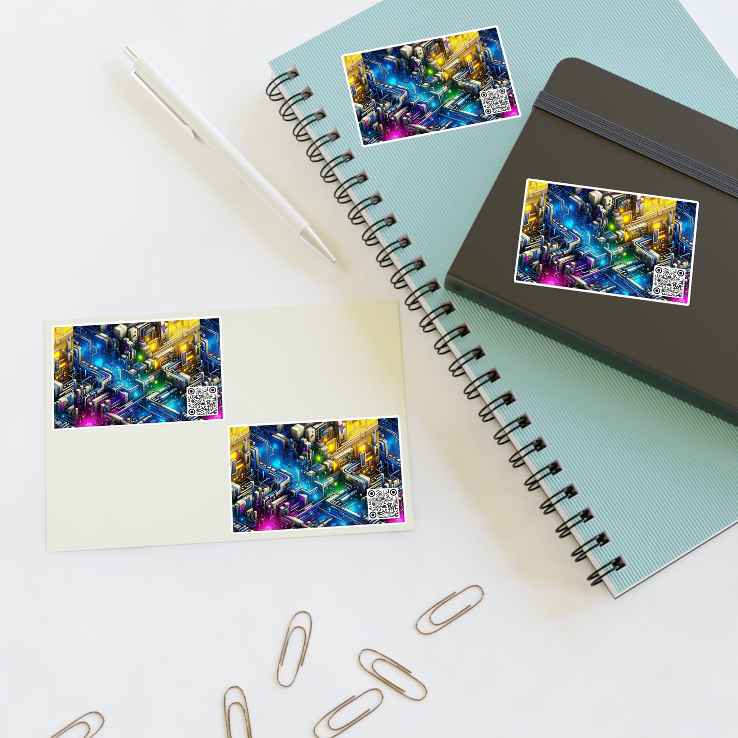 Tech Art Fusion Tech-Forward Streetwear Sticker Sheets - 8404 Design-45