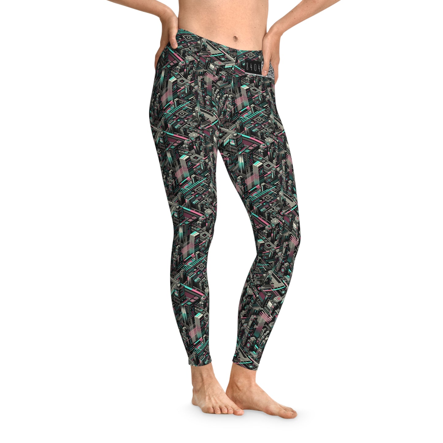 Digital Dreamland Tech-Inspired Streetwear Stretch Leggings - 8404 Design-51