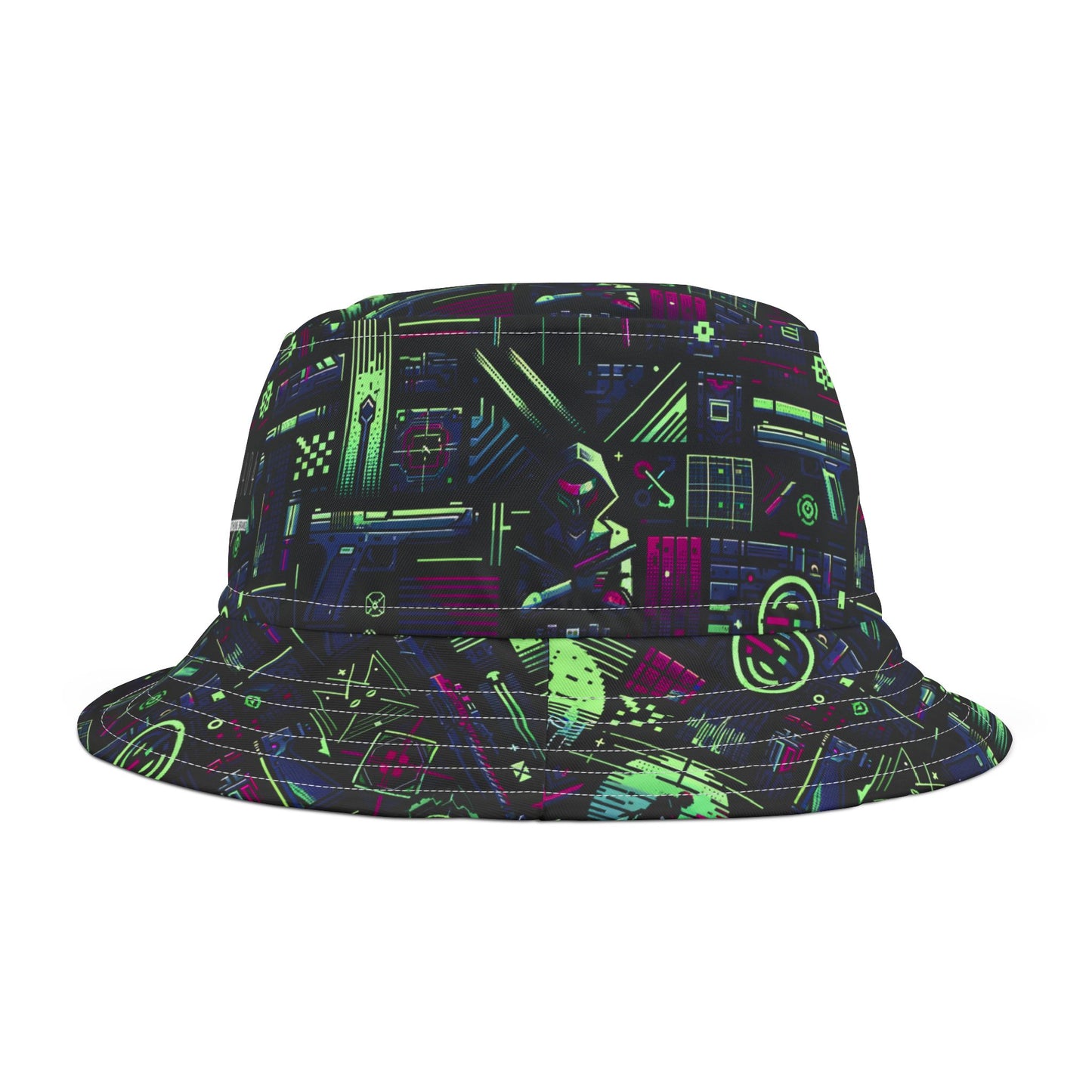 Tech Noir Futuristic Cyberpunk Bucket Hat - 8404 Design-63