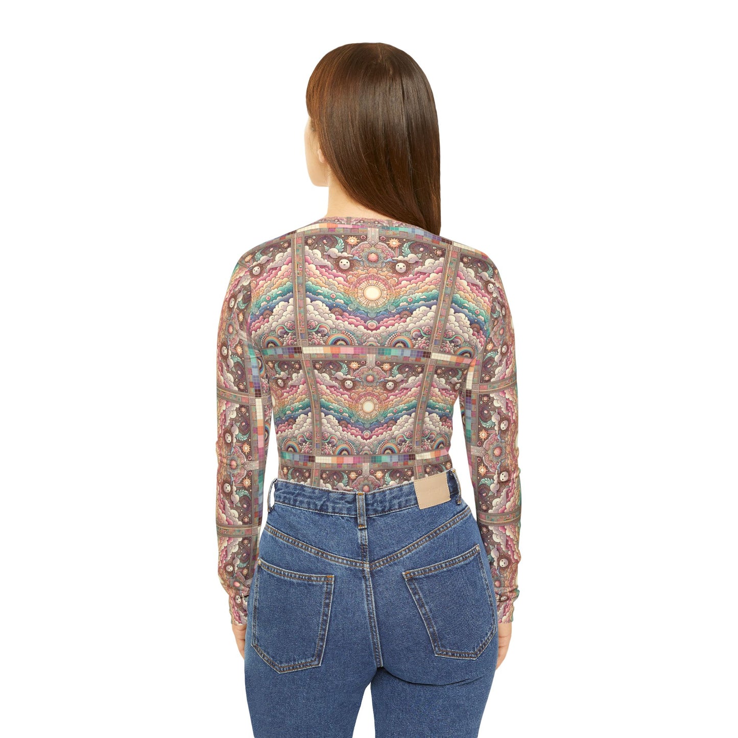 Digital Dreamland Whimsical and Nostalgic Streetwear With a Digital Twist Women's Long Sleeve V-Neck Shirt - 8404 Design-56