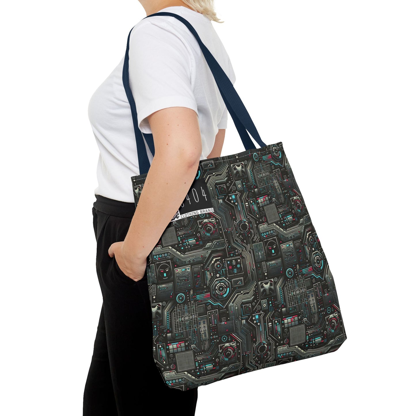 Tech Noir Aesthetics Sleek Tech Streetwear Tote Bag - 8404 Design-52