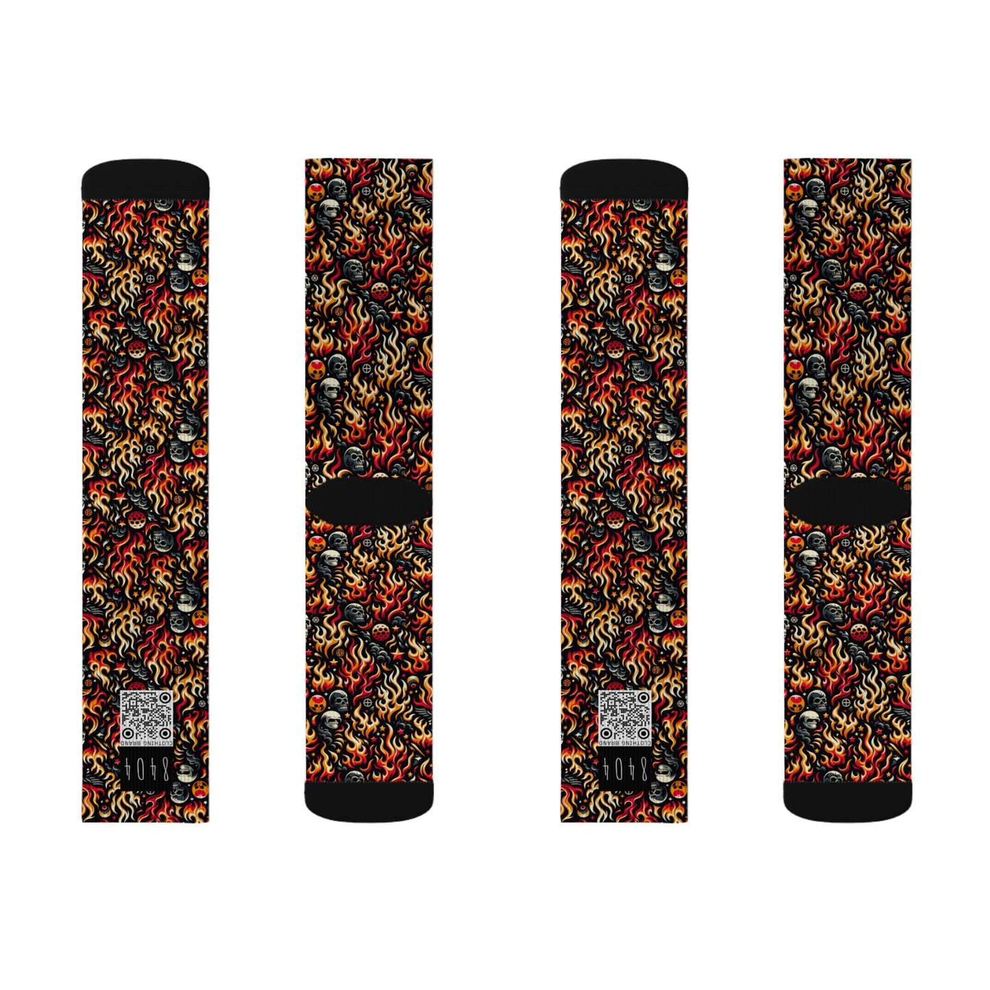 Flame Graphics Maximalist Streetwear Sublimation Socks - 8404 Design-76