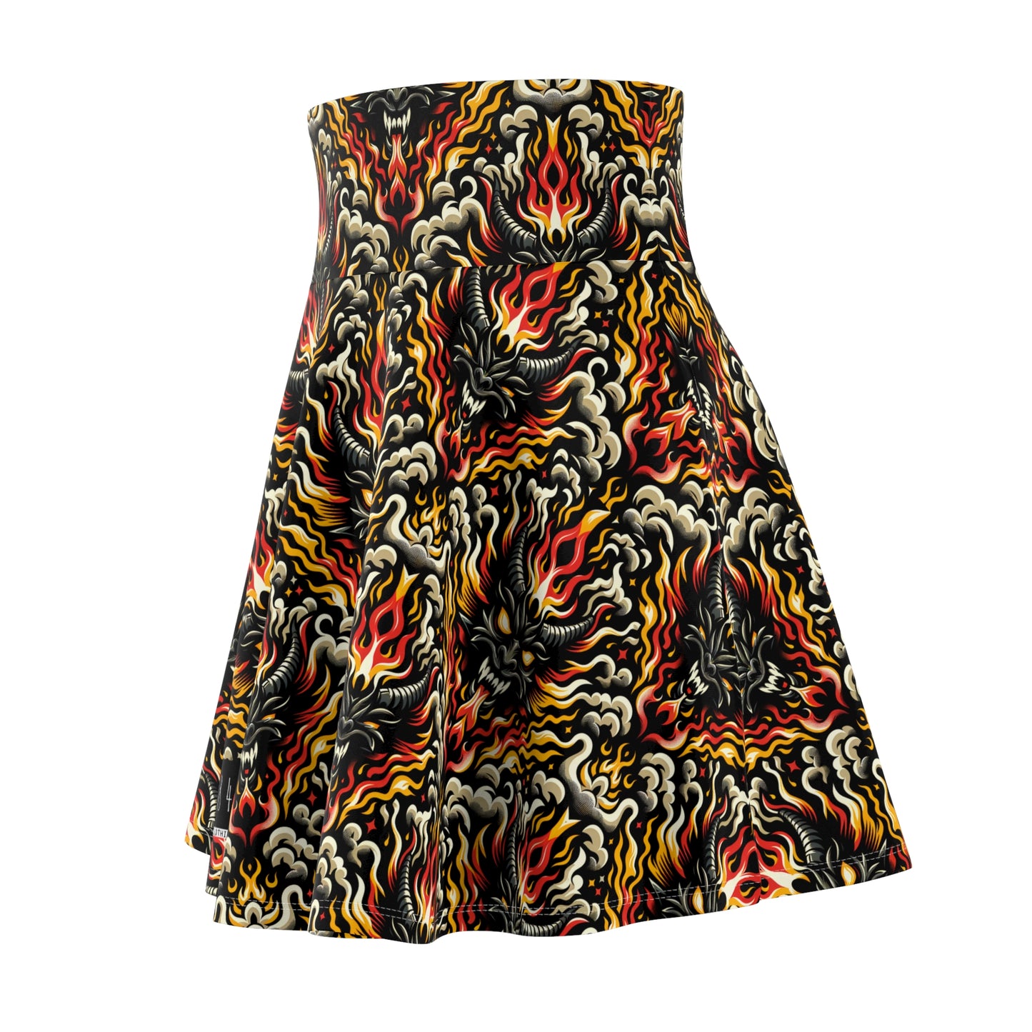 Flame Graphics Maximalist Streetwear Women's Skater Skirt - 8404 Design-59