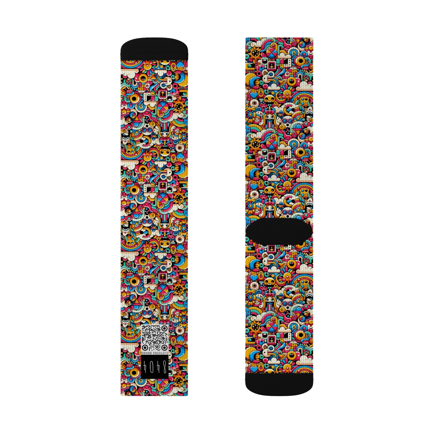 Neon Pop Playful Pop Culture Mashup Sublimation Socks - 8404 Design-62