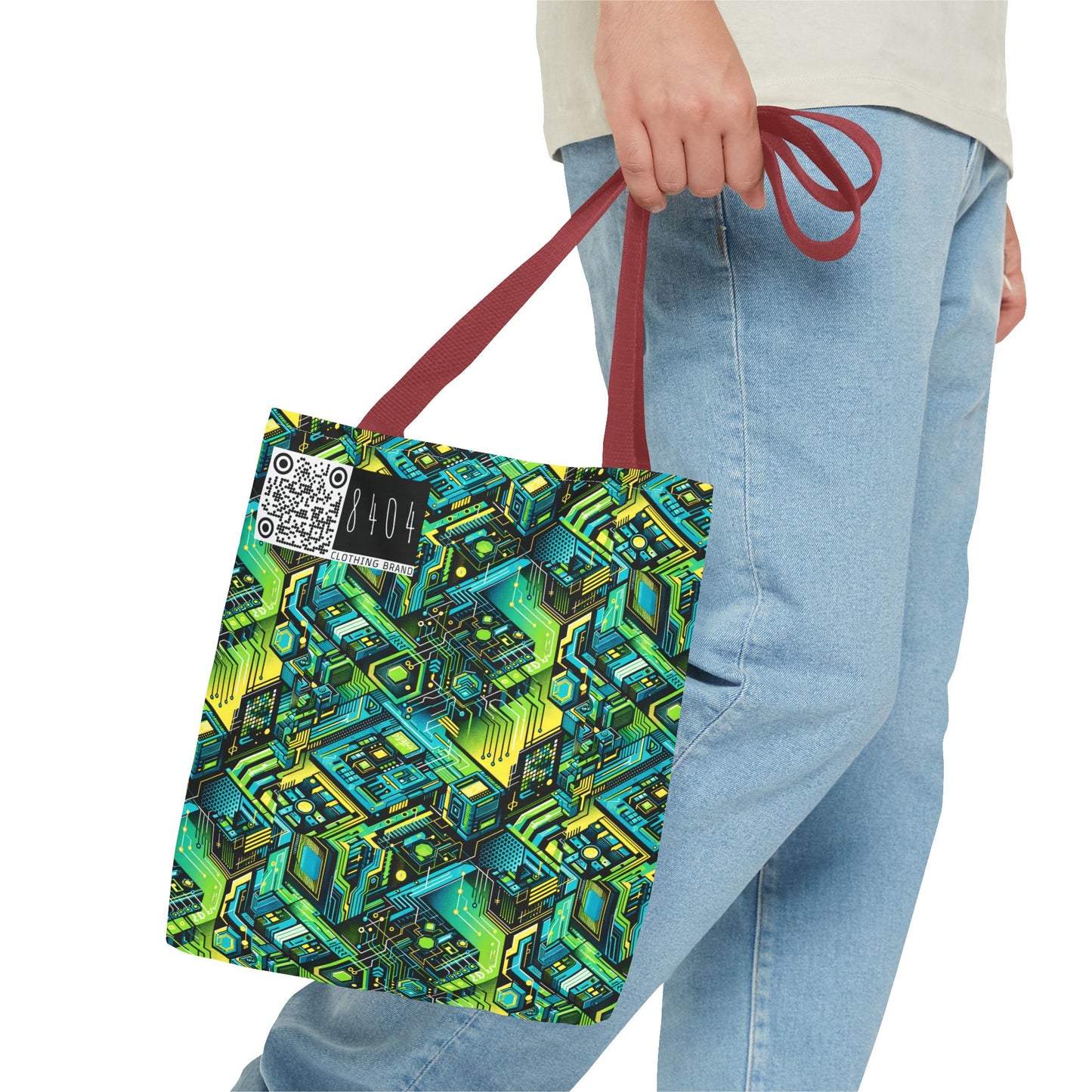 Tech-Infused Neon Tech-Forward Streetwear Tote Bag - 8404 Design-38