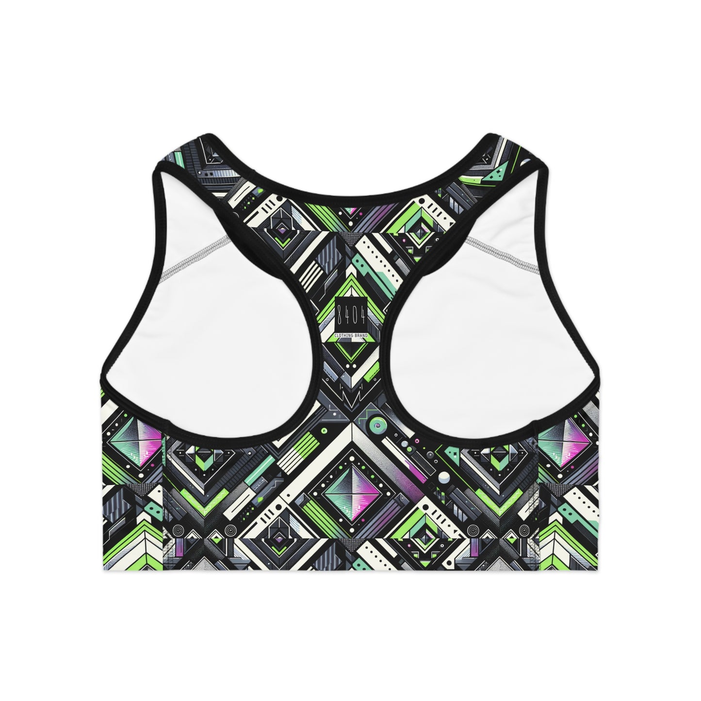 Retro Futurism Graphics Tech-Forward Streetwear Sports Bra - 8404 Design-48