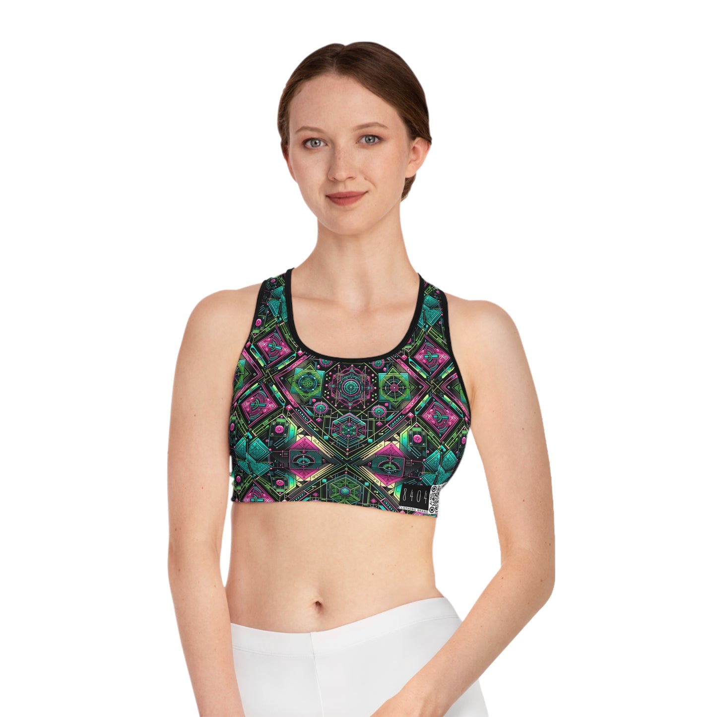 Tech-Infused Graphics Tech-Forward Streetwear Sports Bra - 8404 Design-45
