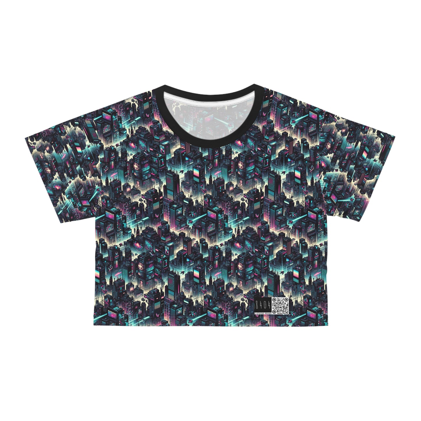 Digital Rebellion Tech-Inspired Streetwear Crop Tee - 8404 Design-51