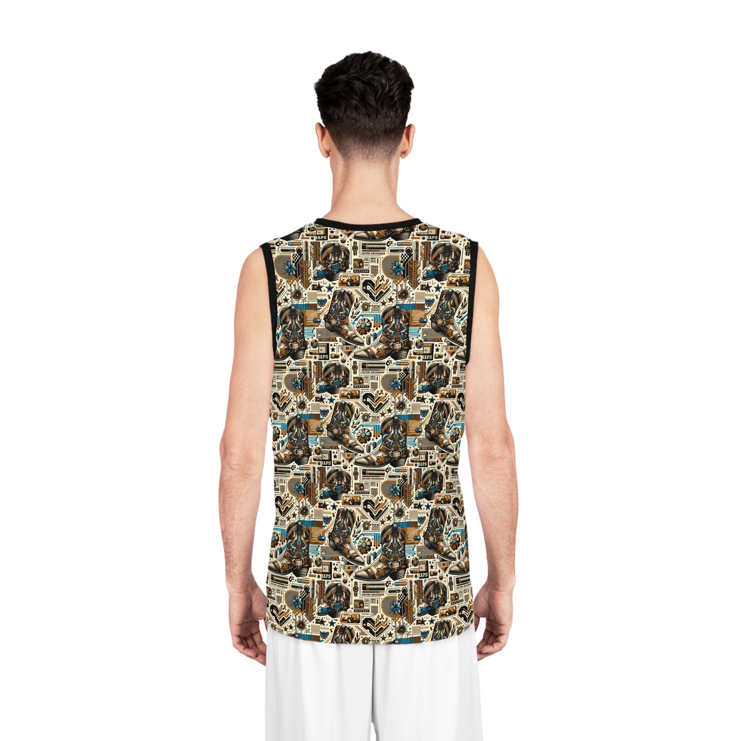 Digital Cowboy Chic Tech-Infused Western Fusion Basketball Jersey - 8404 Design-45