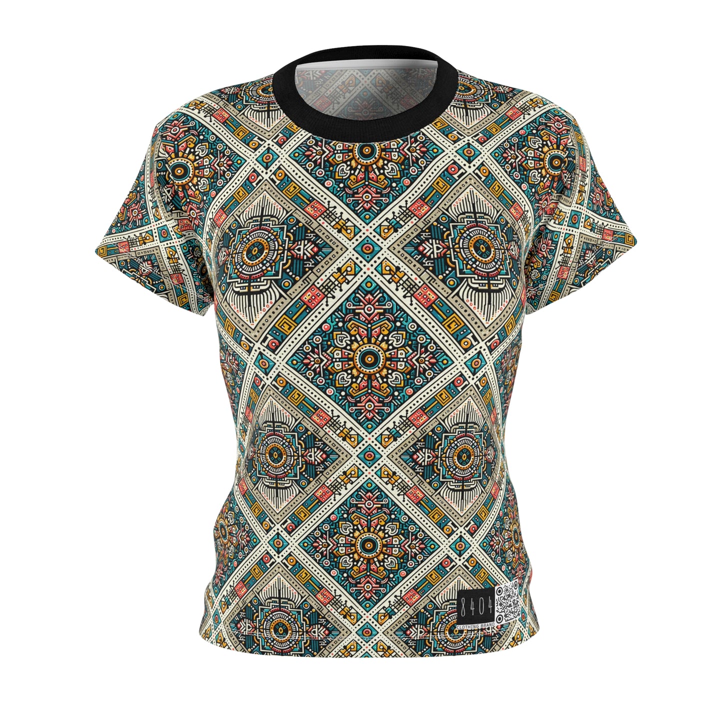 Cultural Fusion Tech Blend of Cultural Heritage With Tech-Inspired Elements Women's Cut & Sew Tee - 8404 Design-64