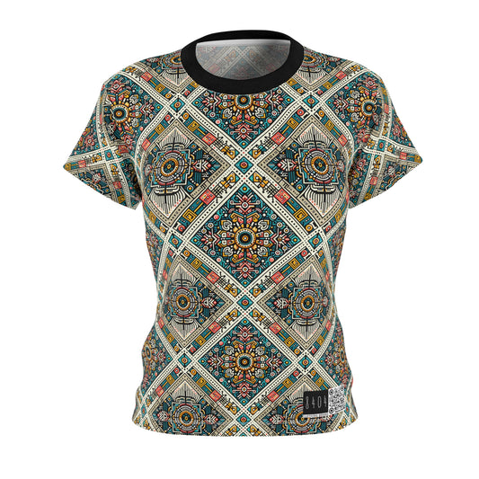 Cultural Fusion Tech Blend of Cultural Heritage With Tech-Inspired Elements Women's Cut & Sew Tee - 8404 Design-64