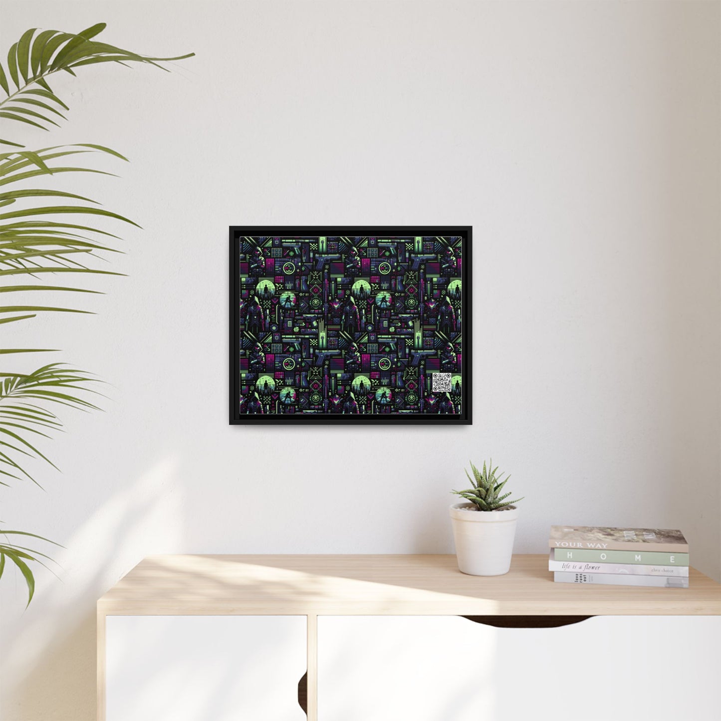 Tech Noir Futuristic Cyberpunk Matte Canvas, Framed (multi-Color) - 8404 Design-63 A