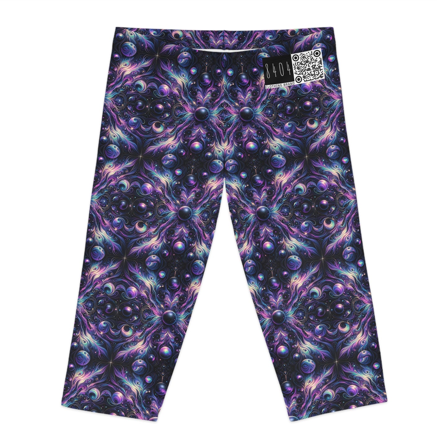Galactic Hues Tech-Forward Cosmic Fusion Women's Capri Leggings - 8404 Design-41