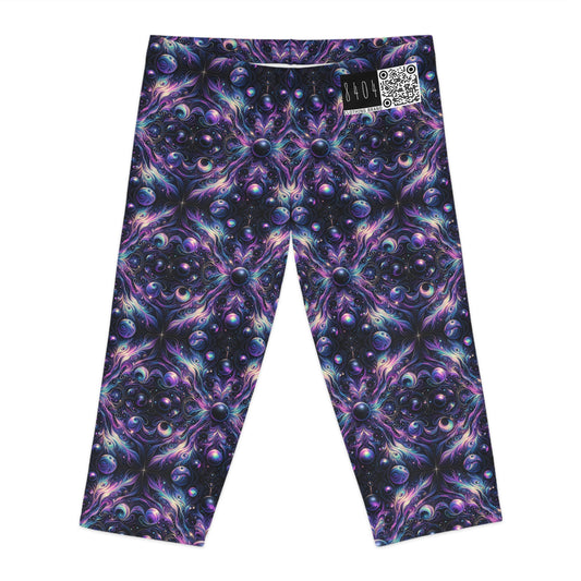 Galactic Hues Tech-Forward Cosmic Fusion Women's Capri Leggings - 8404 Design-41