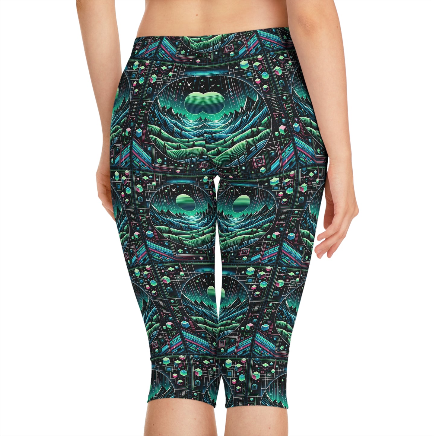 Digital Adventure Graphics Digital Explorer Women's Capri Leggings - 8404 Design-59