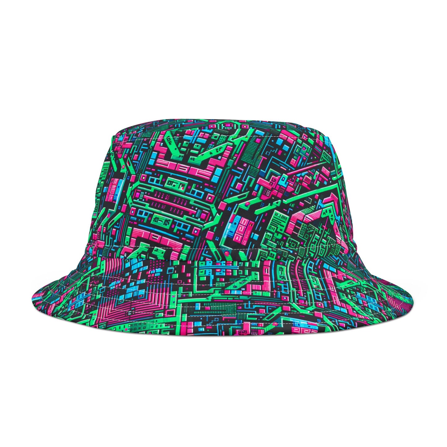 Digital Glitch Vibes Tech-Inspired Streetwear Bucket Hat - 8404 Design-71