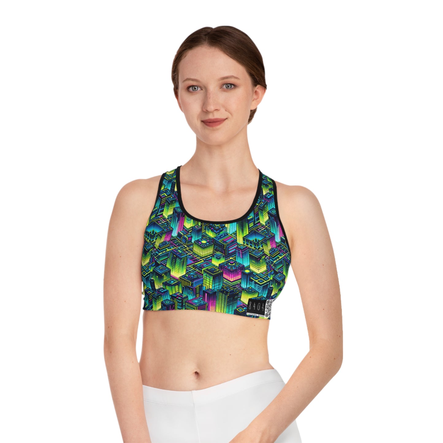 Tech-Infused Neon Tech-Forward Streetwear Sports Bra - 8404 Design-65