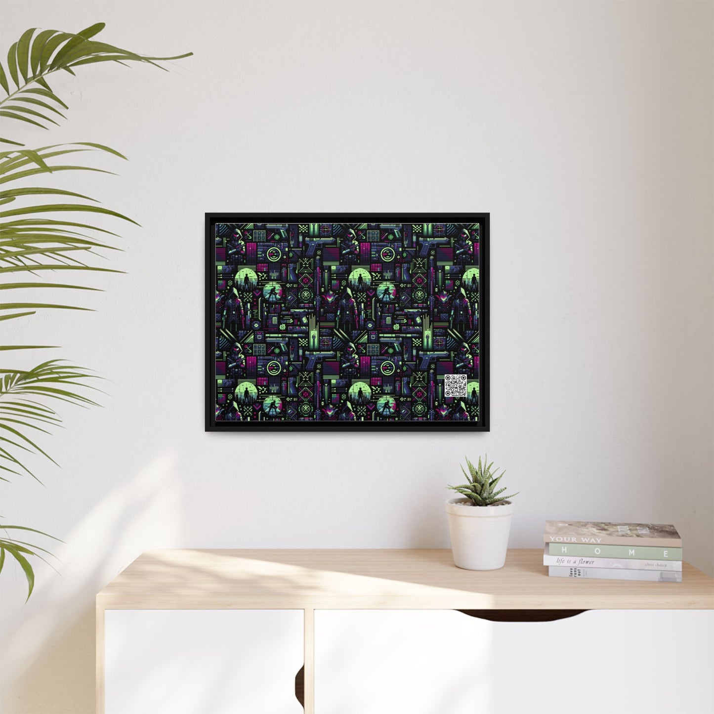 Tech Noir Futuristic Cyberpunk Matte Canvas, Framed (multi-Color) - 8404 Design-63 A