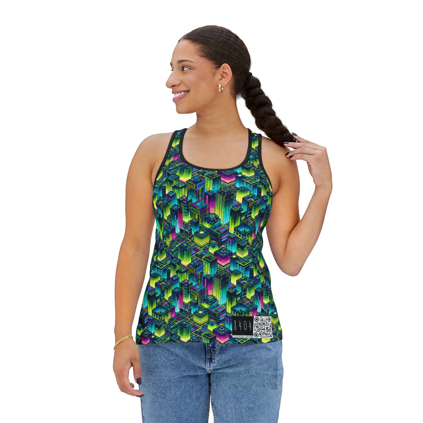 Tech-Infused Neon Tech-Forward Streetwear Women's Tank Top - 8404 Design-65