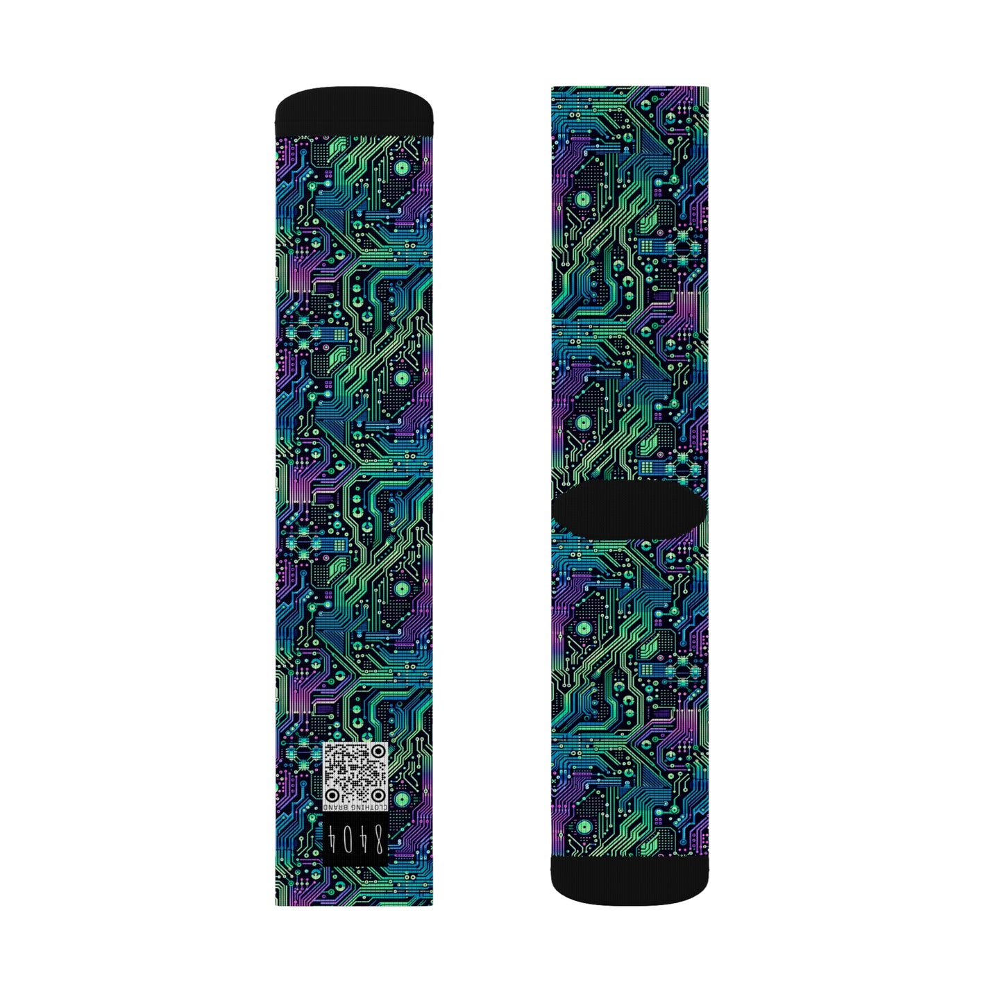Tech-Infused Neon Tech-Forward Streetwear Sublimation Socks - 8404 Design-66